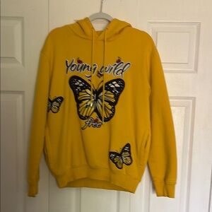 Yellow Butterfly Graphic Hoodie